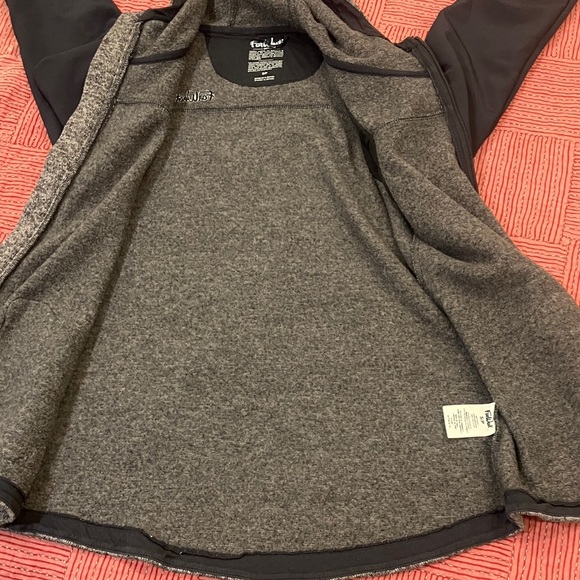 FarWest women’s size small Gray Black Hooded zip up fleece Jacket w/ thumb holes - Picture 13 of 14